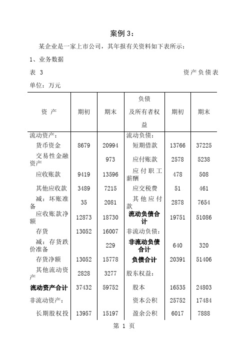 财务分析案例表格