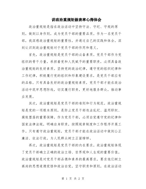 讲政治重规矩做表率心得体会