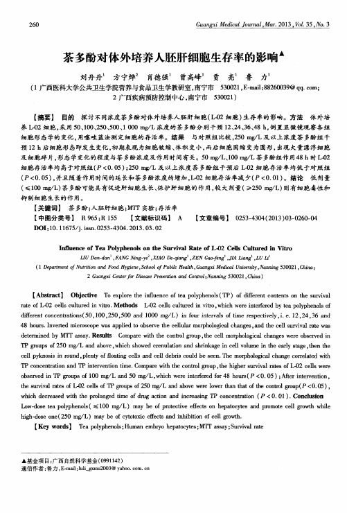 茶多酚对体外培养人胚肝细胞生存率的影响