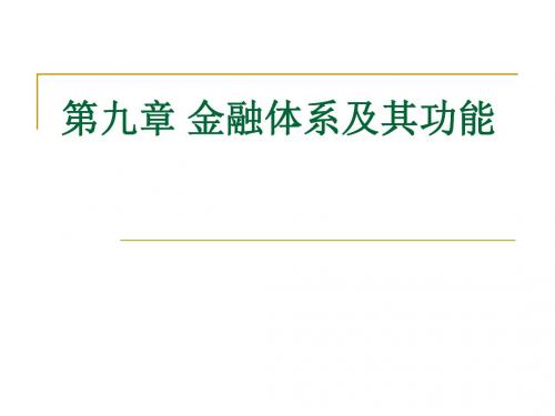 现代经济学通论 第9章 金融体系及其功能