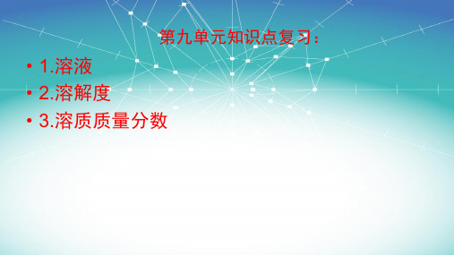 人教版九年级下册 第九单元 溶液 单元复习 26张PPT