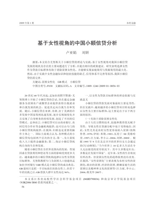 基于女性视角的中国小额信贷分析