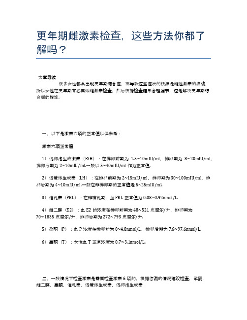 更年期雌激素检查,这些方法你都了解吗？【健康必备常识】