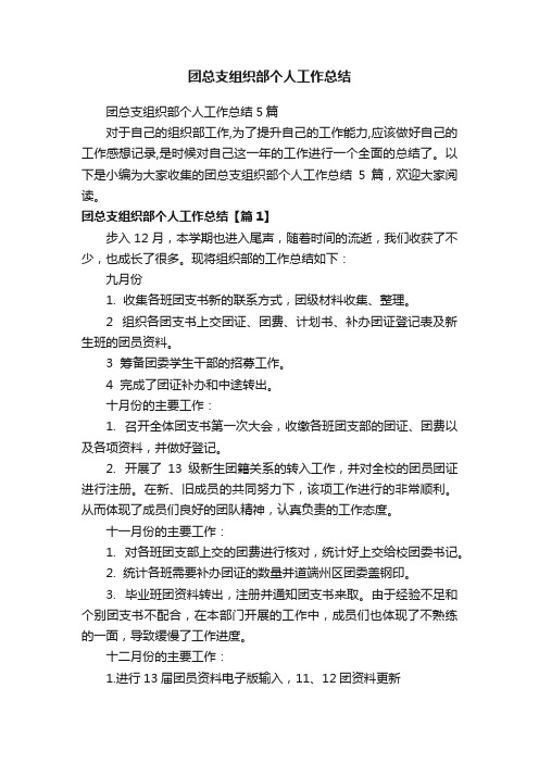 团总支组织部个人工作总结5篇