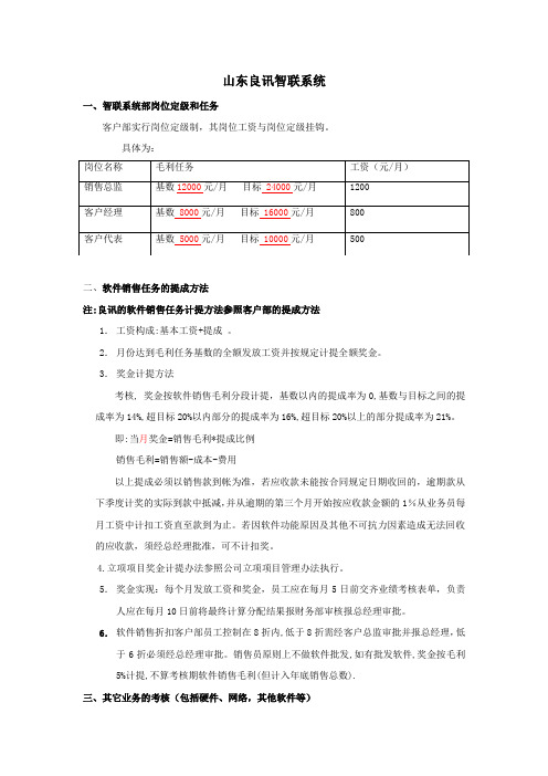 软件销售计提方法提成方案