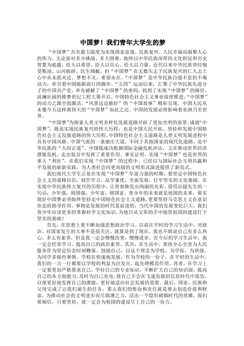 中国梦,我们青年大学生的梦