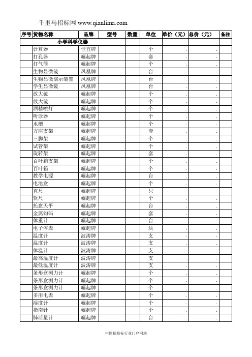 教育局采购电教实验仪器中标结果招投标书范本