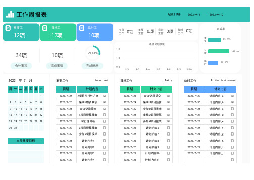 工作周报表模板