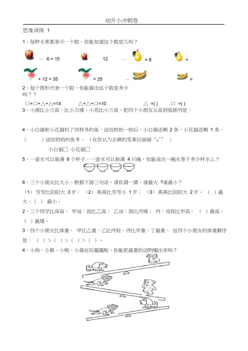 幼升小数学思维训练题库(共51套)