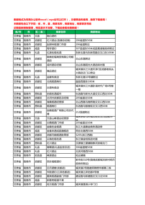 2020新版甘肃省陇南市烟酒工商企业公司商家名录名单黄页联系电话号码地址大全616家