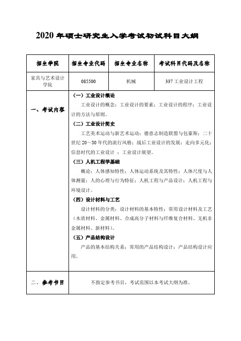 中南林业科技大学2020年337工业设计工程