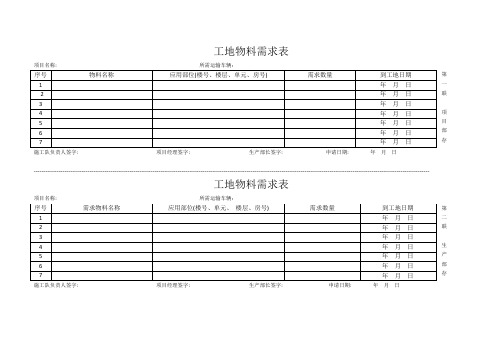 工地物料需求表