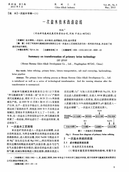 一次盐水技术改造总结