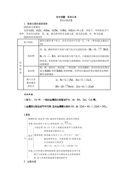 2023年高考化学总复习第一部分考点梳理第四章非金属及其化合物微专题9 氧族元素