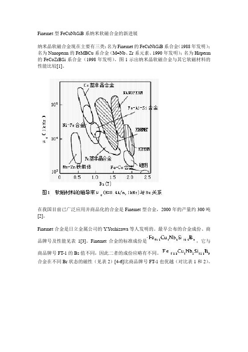 Finemet型FeCuNbSiB系纳米软磁合金的新进展