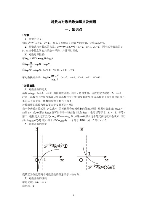 对数与对数函数知识点及例题