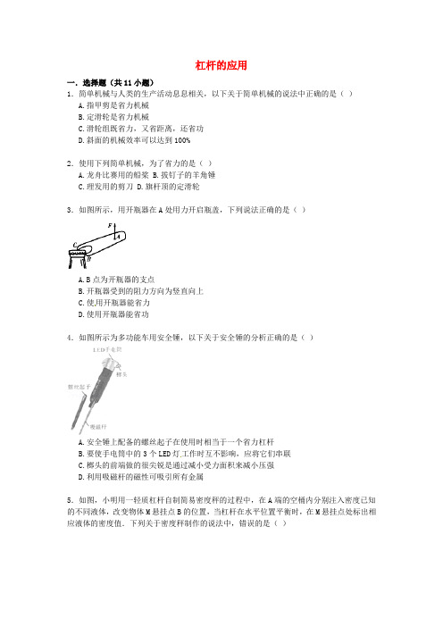 【备战2020】中考物理专项训练：杠杆的应用(含解析)