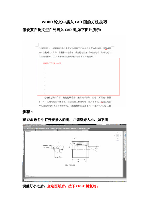 WORD论文中插入CAD图的方法技巧