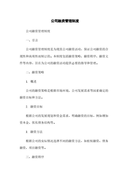 公司融资管理制度