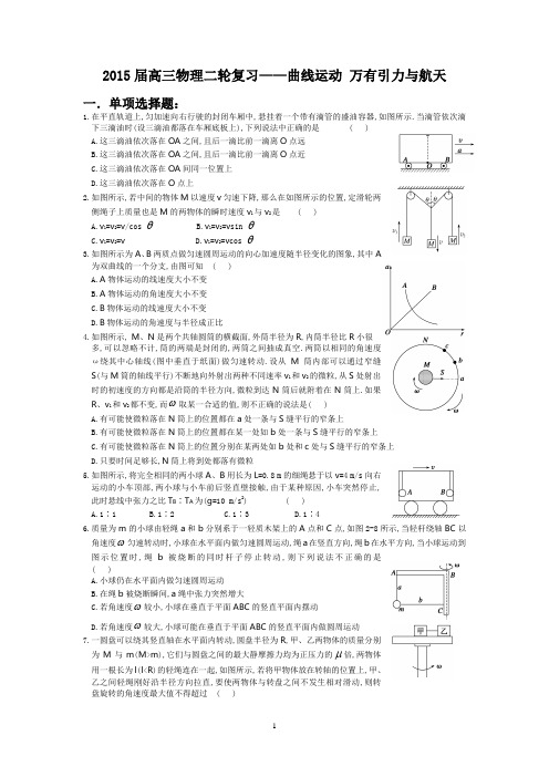 2015届高三物理二轮复习——曲线运动 万有引力与航天