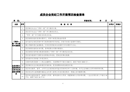 国有企业党建工作检查考核标准