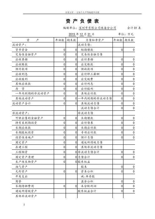 三大财务报表模板