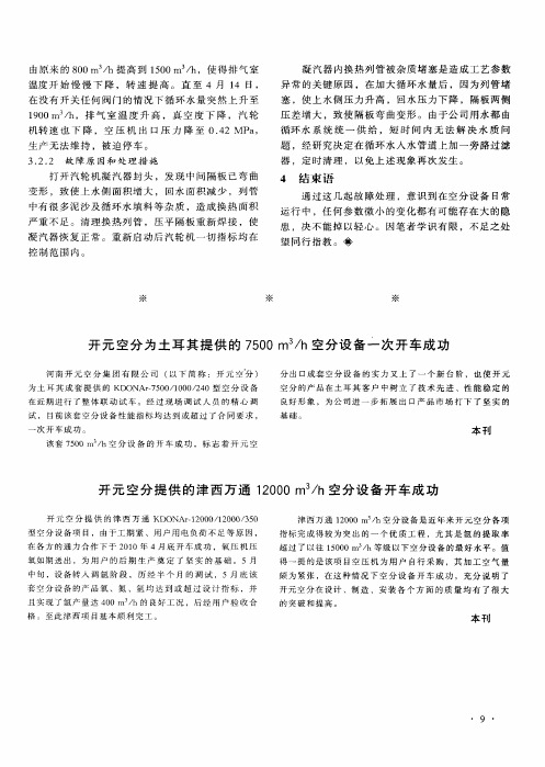 开元空分为土耳其提供的7500m 3／h空分设备一次开车成功