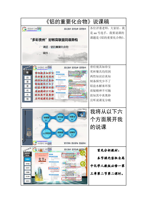 铝的重要化合物说课稿