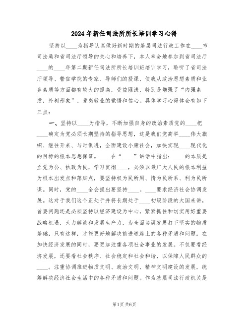 2024年新任司法所所长培训学习心得(2篇)