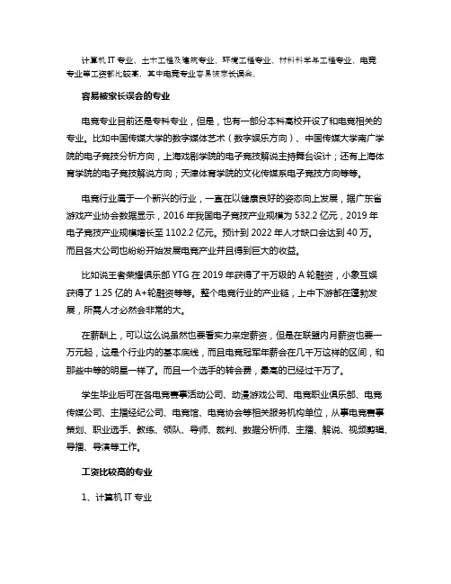 2021工资高的专业 哪个容易被家长误会