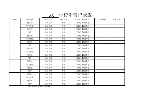 学校消毒记录表