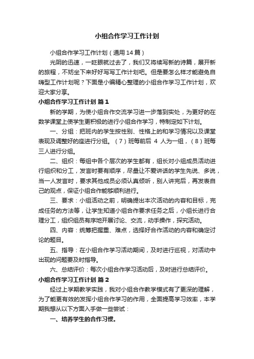 小组合作学习工作计划