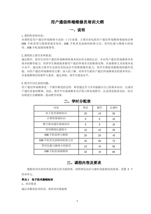 通信终端维修培训大纲