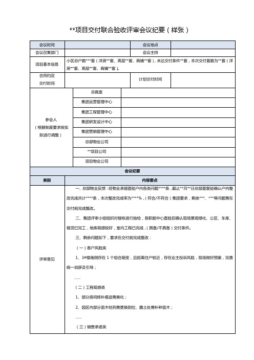 交付项目联合验收评审报告