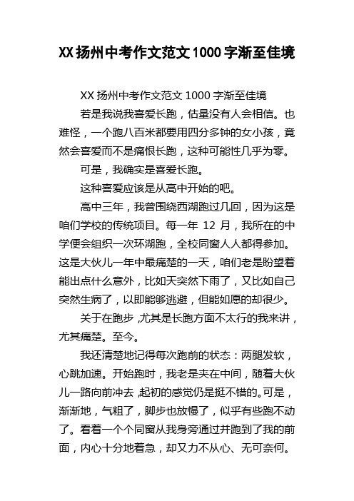 XX扬州中考作文范文1000字渐至佳境