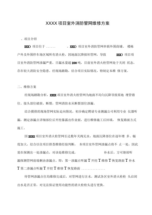 项目室外消防管网维修方案