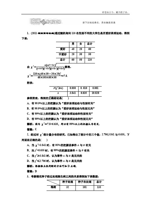 高一数学北师大版选修23创新演练阶段第1部分第三章§2应用创新演练