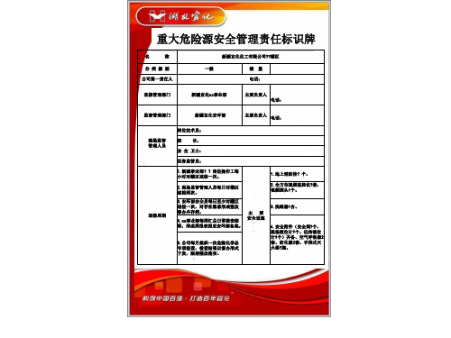 重大危险源责任标识牌