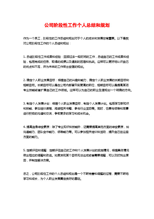 公司阶段性工作个人总结和规划