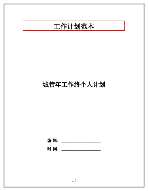 城管年工作终个人计划