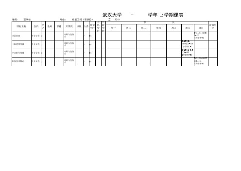 武汉大学某年双学位课表