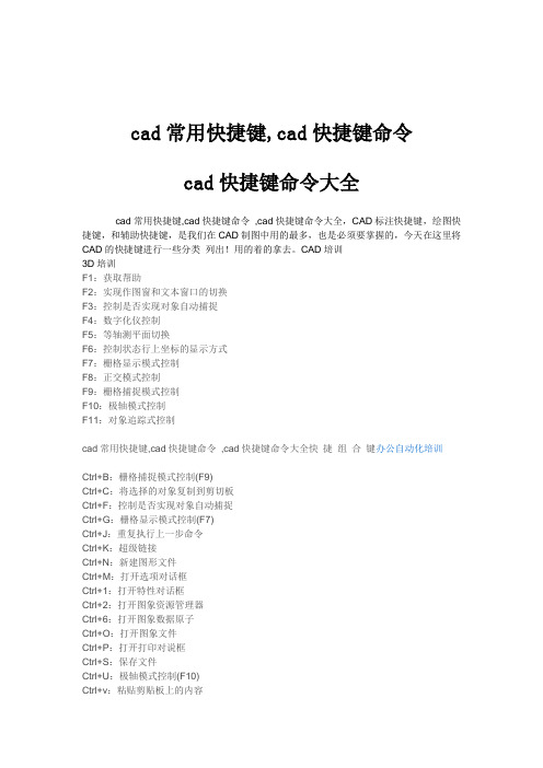 cad常用快捷键命令大全