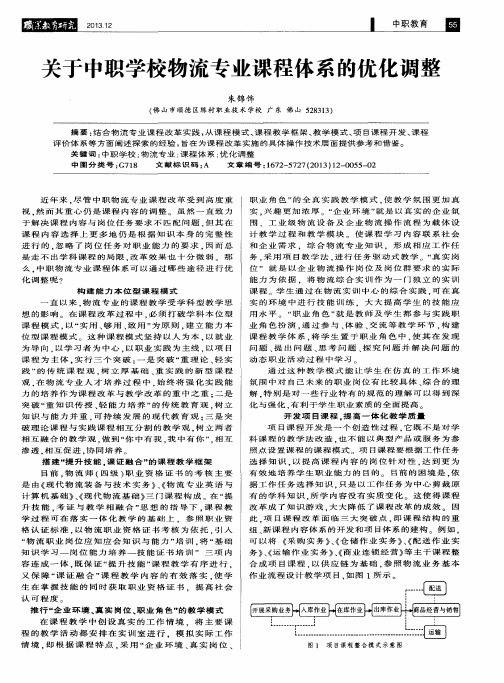 关于中职学校物流专业课程体系的优化调整