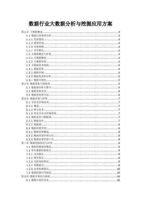 数据行业大数据分析与挖掘应用方案