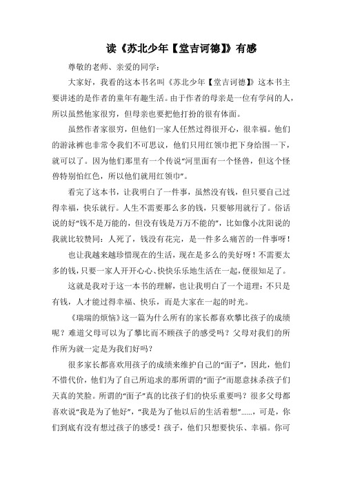 读《苏北少年【堂吉诃德】》有感(1000字).docx