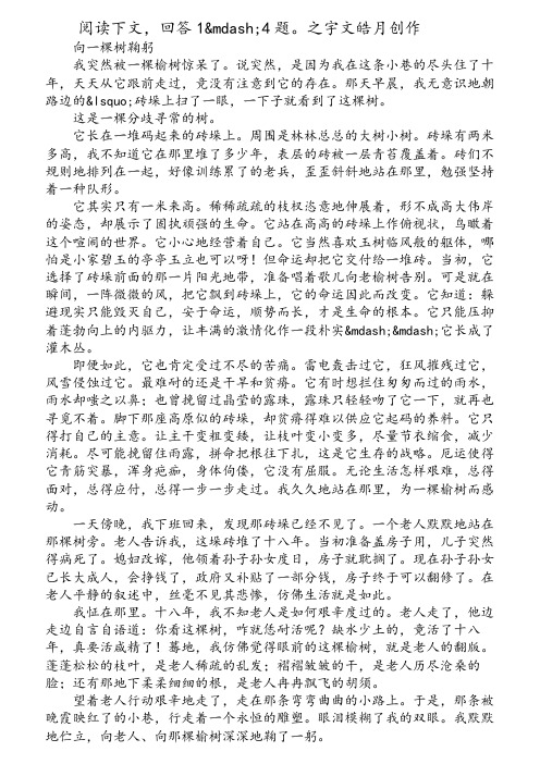 《向一棵树鞠躬》阅读附答案