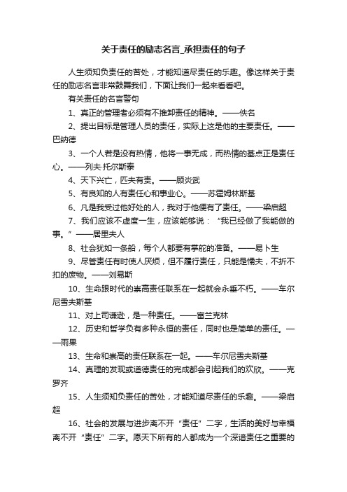 关于责任的励志名言_承担责任的句子