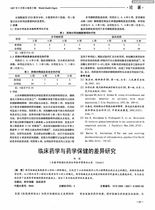 临床药学与药学保健的差异研究