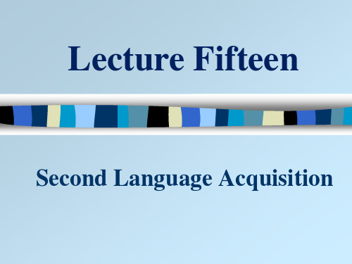 Second Language Acquisition