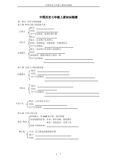 中国历史七年级上册知识线索